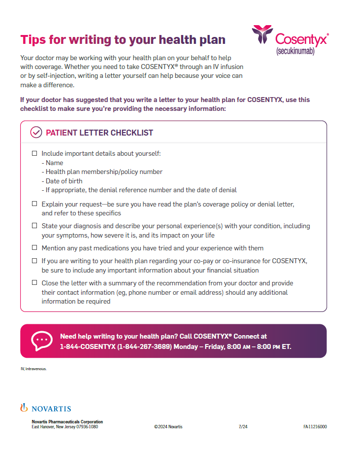 Novartis Patient Assistance Form Cosentyx